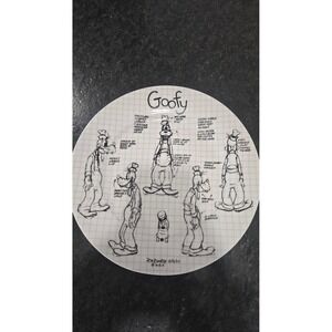 Disney Sketchbook Goofy Animator Model Sheet Ceramic Plate White Black 10.5"
